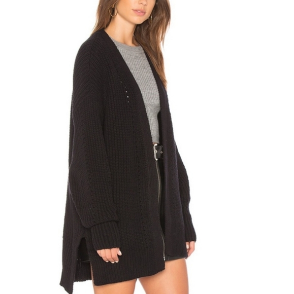 Free People Nightingale Cardi Open Front Oversized Slouchy Fit Black Sm & Lg NWT - Picture 4 of 15
